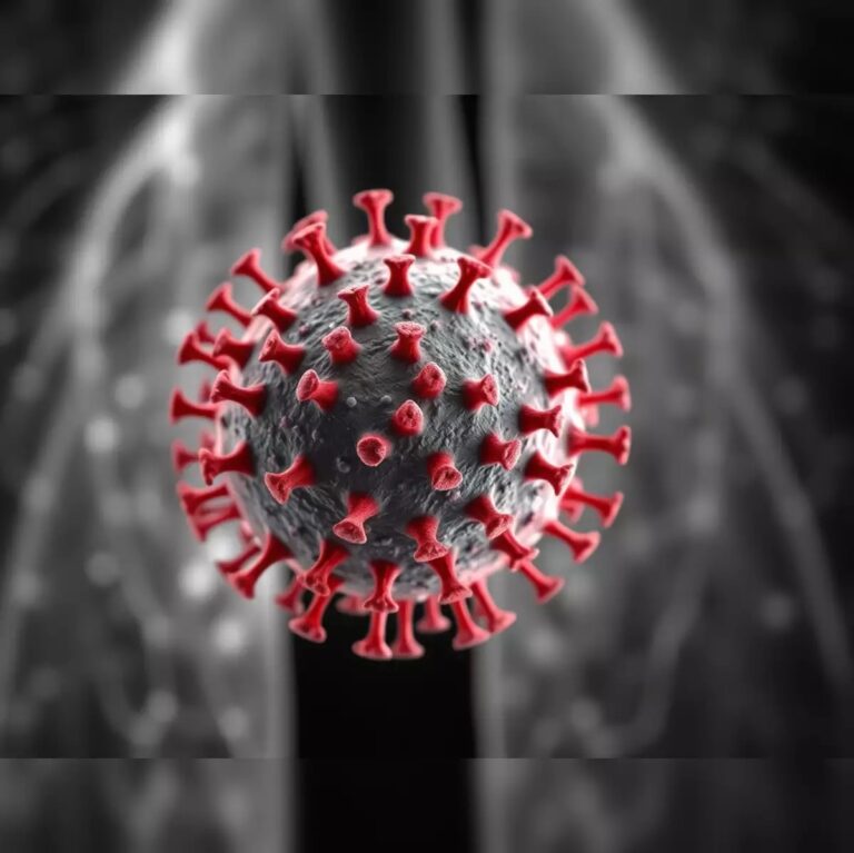 A visual representation of the Human Metapneumovirus (HMPV), highlighting its impact on the respiratory system.